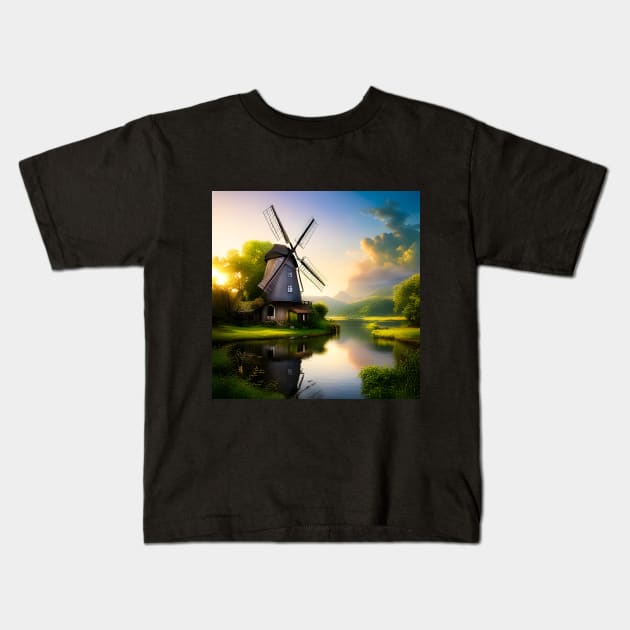 Windmill Kids T-Shirt by SmartPufferFish